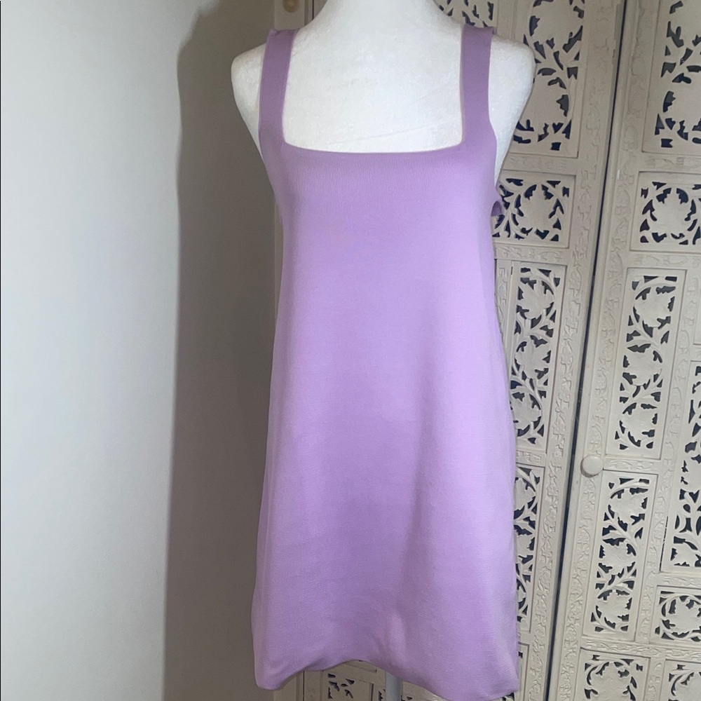 Lilac Square Neck Knit Tank Dress Zara no tag